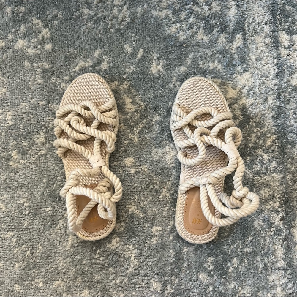 Women's Cream Rope Sandals - Picture 3 of 5